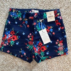 Navy Blue Floral Junior Size 3 Shorts - NWT